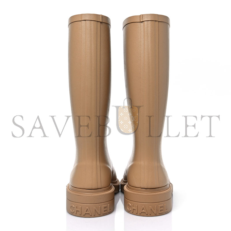 CHANEL CAOUTCHOUK CC HIGH BOOTS BEIGE 
